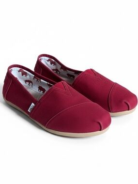 Toms Canvas Elephant Print Inside Slip On Casual Shoes Red 10